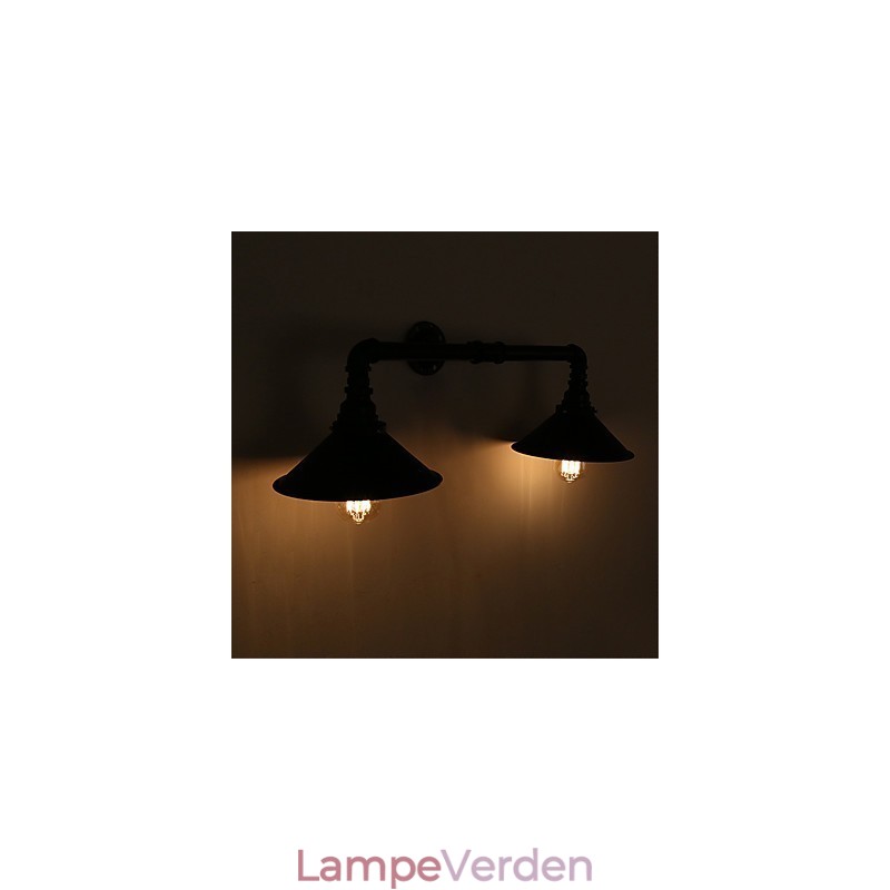 2 Heads Retro Industrial Pipe Væglamper Simple Loft Sort Metal Spisestue Køkken Bar Cafe Dekoration belysning