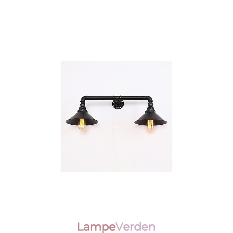 2 Heads Retro Industrial Pipe Væglamper Simple Loft Sort Metal Spisestue Køkken Bar Cafe Dekoration belysning