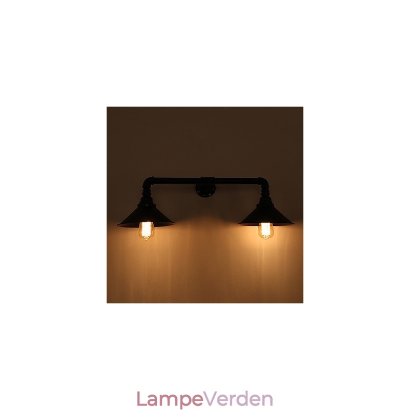 2 Heads Retro Industrial Pipe Væglamper Simple Loft Sort Metal Spisestue Køkken Bar Cafe Dekoration belysning