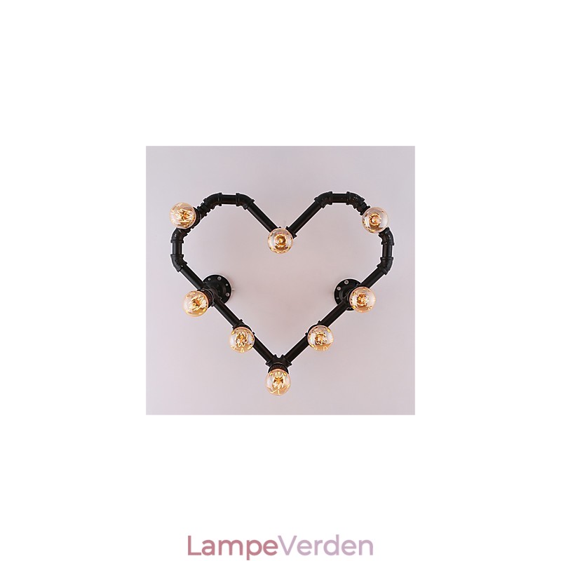 Vintage vandrør Kærligt hjerte Kreativ væglamper Industriel stue Restaurant Barer Cafe dekoration Væglamper