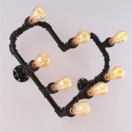 Vintage vandrør Kærligt hjerte Kreativ væglamper Industriel stue Restaurant Barer Cafe dekoration Væglamper