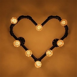 Vintage vandrør Kærligt hjerte Kreativ væglamper Industriel stue Restaurant Barer Cafe dekoration Væglamper