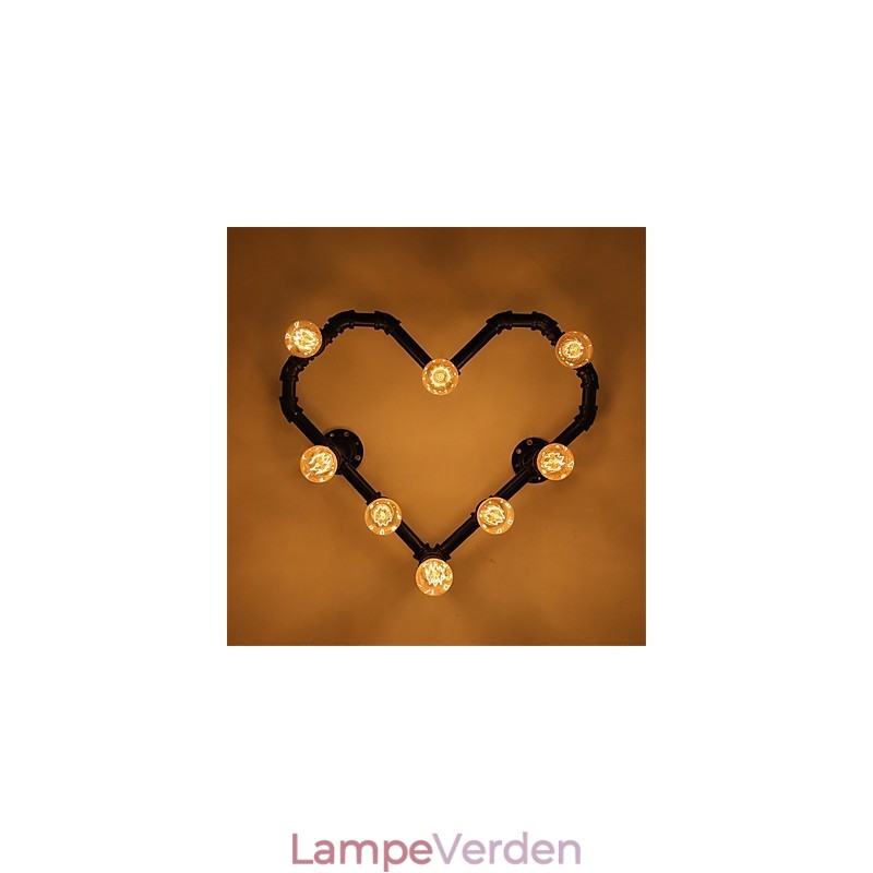 Vintage vandrør Kærligt hjerte Kreativ væglamper Industriel stue Restaurant Barer Cafe dekoration Væglamper