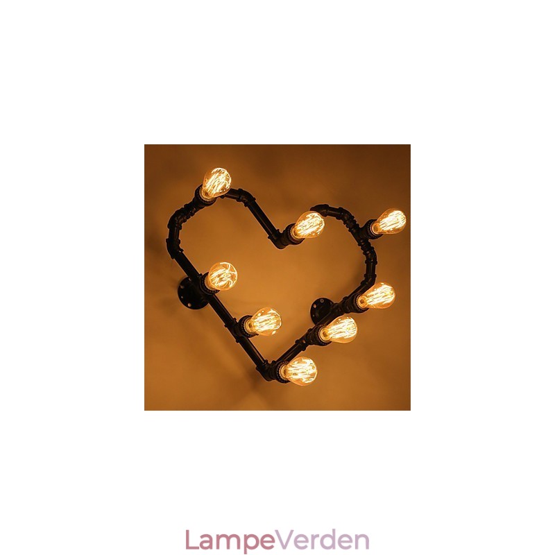 Vintage vandrør Kærligt hjerte Kreativ væglamper Industriel stue Restaurant Barer Cafe dekoration Væglamper