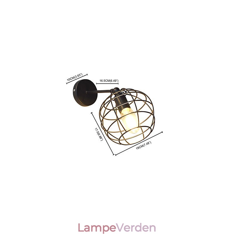 Mursten Hul Rundjern Væglampe Stum Sort Amerikansk Dekoration Lyssværd Lampe På Væg