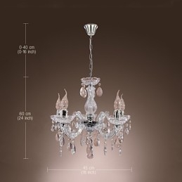Upligh krom loftslampe stearinlys akryl armatur lysekrone pendel