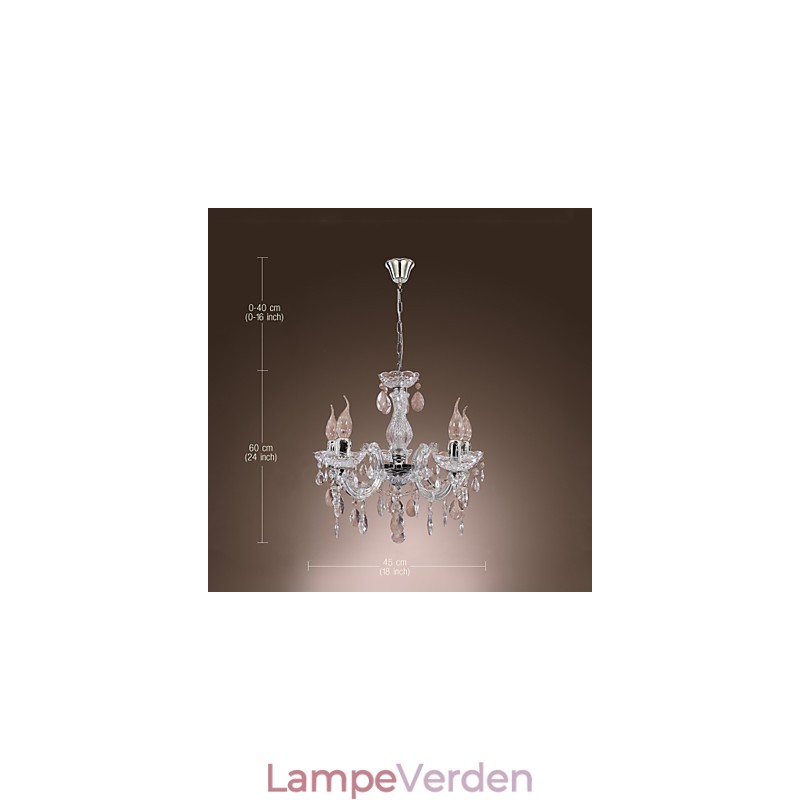 Upligh krom loftslampe stearinlys akryl armatur lysekrone pendel