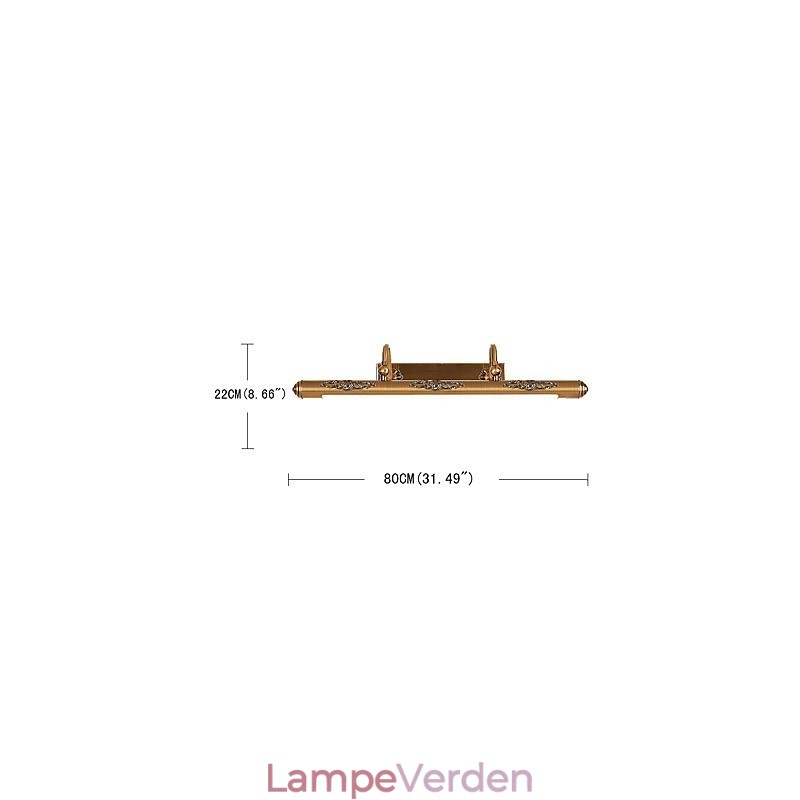 Spejllampe 80CM 1Traditionel Vintage Antik Messing Funktion til