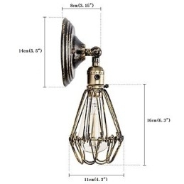 Væglamper Vintage Indendørs Vinkel Justerbar Metal Væglampe Retro Wire Cage Væglampe