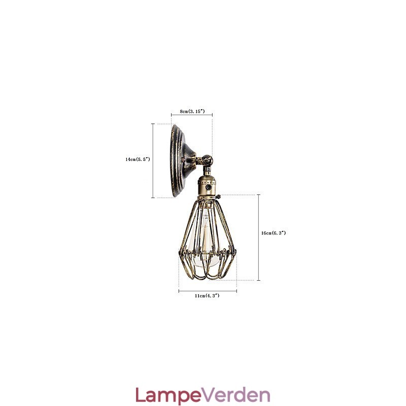 Væglamper Vintage Indendørs Vinkel Justerbar Metal Væglampe Retro Wire Cage Væglampe