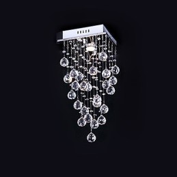 Moderne moderne krystal galvaniseret metal lysekrone Flush Mount