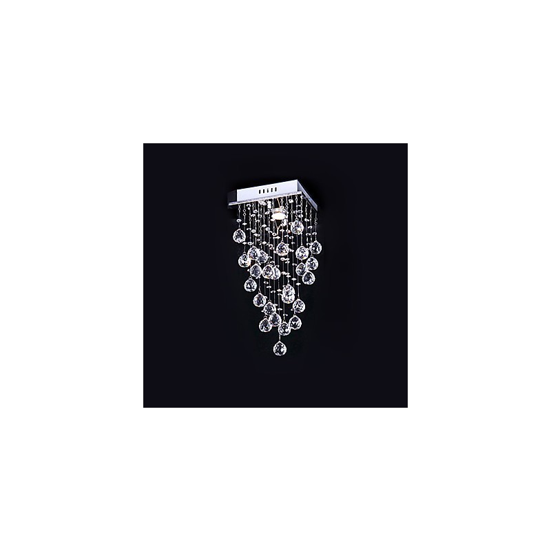 Moderne moderne krystal galvaniseret metal lysekrone Flush Mount