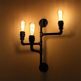 Vintage industrielle rør væglamper sorte kreative lys Restaurant Cafe Bar Dekoration belysning med 3 lys malet finish