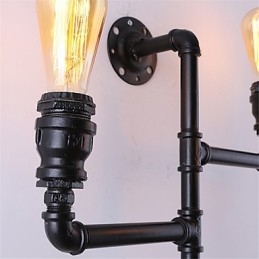 Vintage industrielle rør væglamper sorte kreative lys Restaurant Cafe Bar Dekoration belysning med 3 lys malet finish