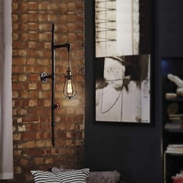 Retro industrirør væglamper Simple Loft Sort Fuglebur Metal Stue Spisestue Køkken Bar Cafe Dekoration belysning
