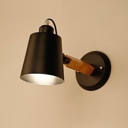 Vintage træ Art Deco Metal Metal Rustik Væglampe Stue Spisestue Gang Væglampe Sort Hvid Valgfri