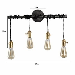 Vintage industrirør væglamper med afbryder Creative Lights Restaurant Cafe Bar Dekorationsbelysning med 4 lys malet finish