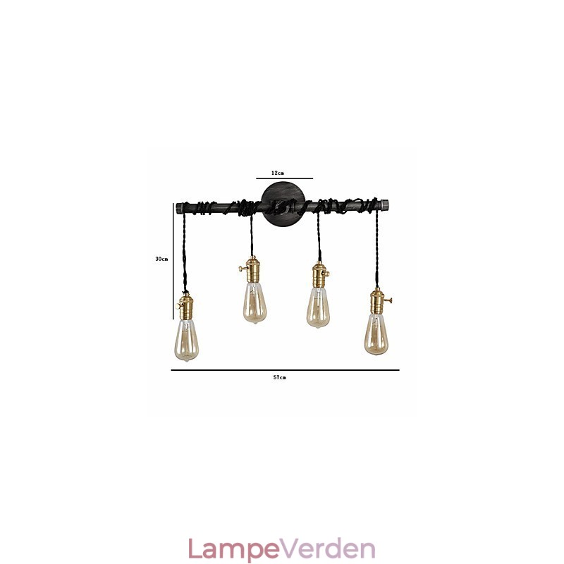 Vintage industrirør væglamper med afbryder Creative Lights Restaurant Cafe Bar Dekorationsbelysning med 4 lys malet finish