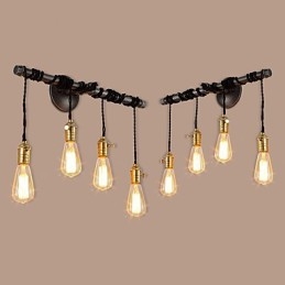 Vintage industrirør væglamper med afbryder Creative Lights Restaurant Cafe Bar Dekorationsbelysning med 4 lys malet finish