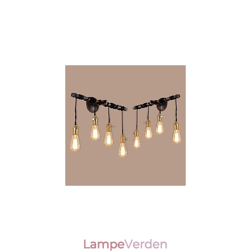 Vintage industrirør væglamper med afbryder Creative Lights Restaurant Cafe Bar Dekorationsbelysning med 4 lys malet finish