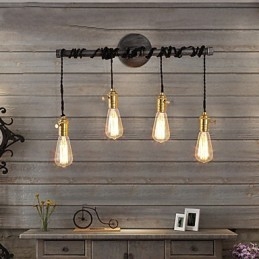 Vintage industrirør væglamper med afbryder Creative Lights Restaurant Cafe Bar Dekorationsbelysning med 4 lys malet finish