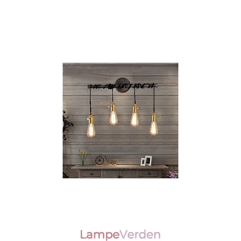 Vintage industrirør væglamper med afbryder Creative Lights Restaurant Cafe Bar Dekorationsbelysning med 4 lys malet finish