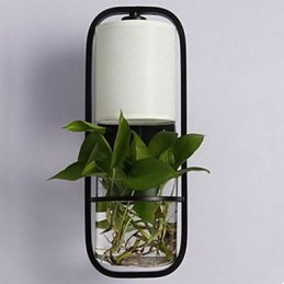 Moderne Iron Creative Potteplante Glas Væglampe