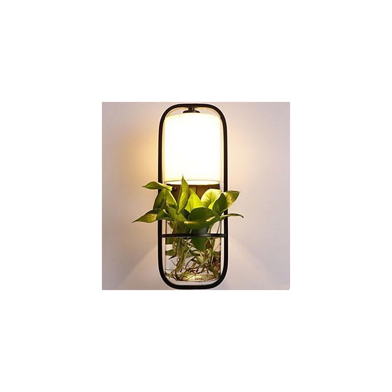 Moderne Iron Creative Potteplante Glas Væglampe