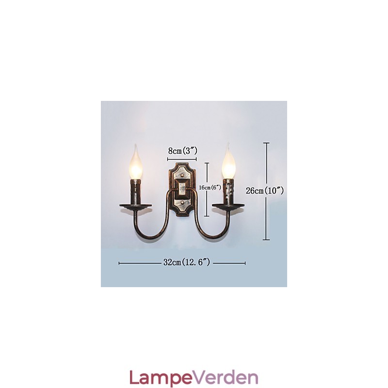 Retro Simpel Væglampe Gang Gang Dobbelt Hovedlampe Soveværelse Stue Væglampe Belysning