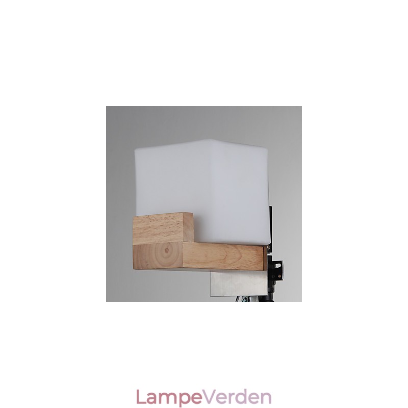 Enkel væglampe Sengebordslampe med glasskærm og massivt træ til kommode i soveværelset Stue Babyværelse College sovesal Sofabord Bogreoler