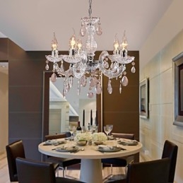 Upligh krom loftslampe stearinlys akryl armatur lysekrone pendel