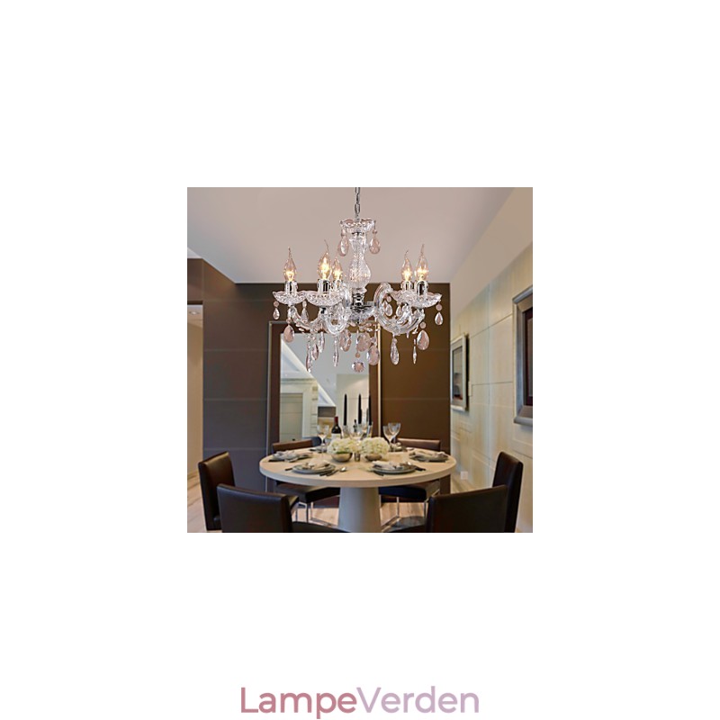 Upligh krom loftslampe stearinlys akryl armatur lysekrone pendel