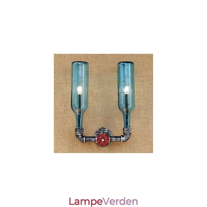 Retro Industriel Vindkontakt Vandflaske Væglampe Væg Lyseblå