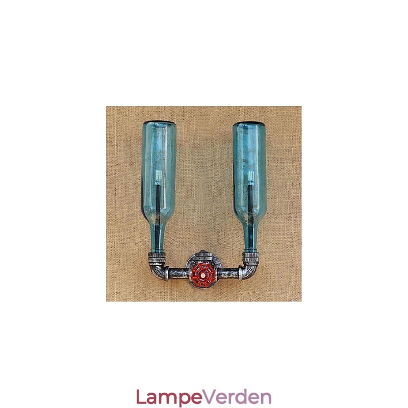 Retro Industriel Vindkontakt Vandflaske Væglampe Væg Lyseblå