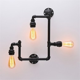 3 Heads Vintage Industrial Pipe Væglamper Sort Creative Lights Restaurant Cafe Bar Dekorationsbelysning