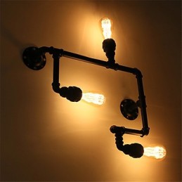 3 Heads Vintage Industrial Pipe Væglamper Sort Creative Lights Restaurant Cafe Bar Dekorationsbelysning