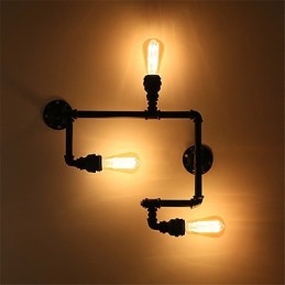 3 Heads Vintage Industrial Pipe Væglamper Sort Creative Lights Restaurant Cafe Bar Dekorationsbelysning