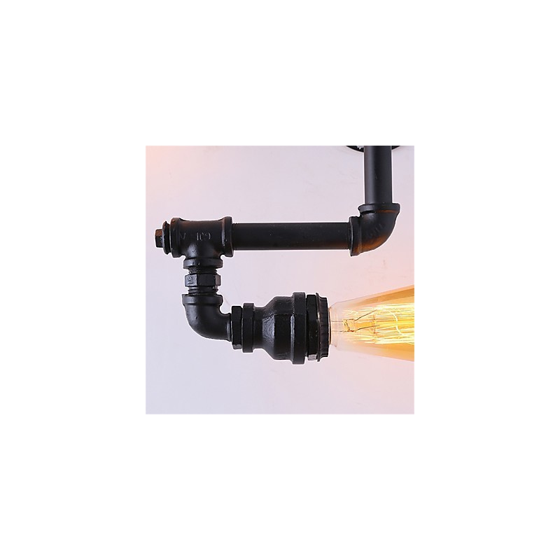 3 Heads Vintage Industrial Pipe Væglamper Sort Creative Lights Restaurant Cafe Bar Dekorationsbelysning
