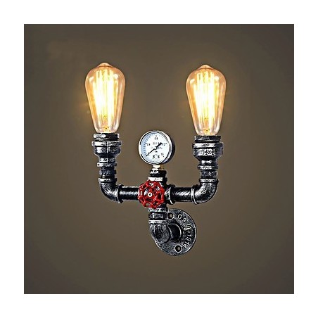 2 hoveder Vintage industrielle metal væglamper Restaurant Cafe Bar Dekoration belysning