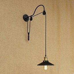 Løftende Spisestue Væglampe Med Justerbar Gevind Længde Retro Kreativ Karakter Soveværelse Væglampe Jern