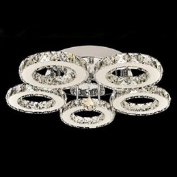 Crystal Flush Mount 5 lys moderne gennemsigtig galvanisering rustfrit stål