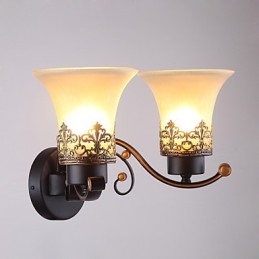 Dobbelthoved Amerikansk landskab vintage metal med glas væglampe til kantinen stuen Entry Foyer Dekorer væglampe