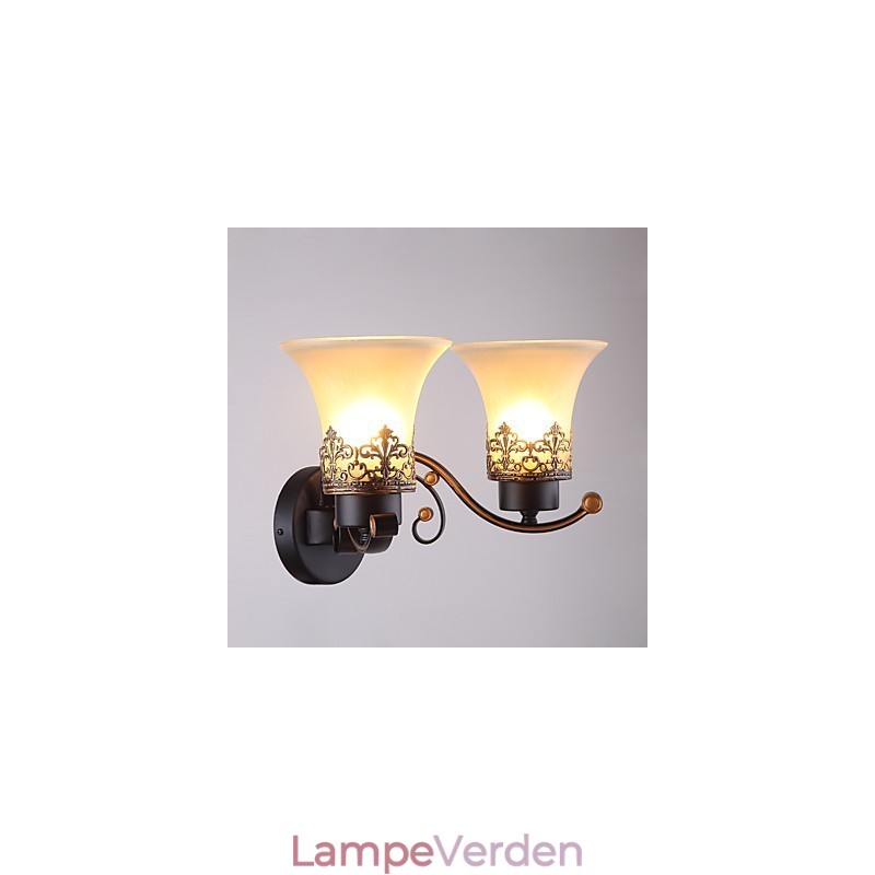 Dobbelthoved Amerikansk landskab vintage metal med glas væglampe til kantinen stuen Entry Foyer Dekorer væglampe