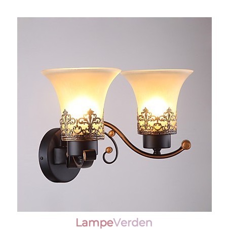 Dobbelthoved Amerikansk landskab vintage metal med glas væglampe til kantinen stuen Entry Foyer Dekorer væglampe Dobbelthoved Amerikansk landskab vintage metal med glas væglampe til kantinen stuen Entry Foyer Dekorer væglampe