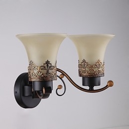 Dobbelthoved Amerikansk landskab vintage metal med glas væglampe til kantinen stuen Entry Foyer Dekorer væglampe