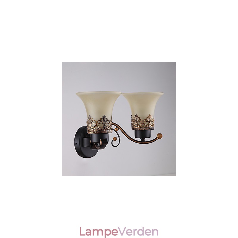 Dobbelthoved Amerikansk landskab vintage metal med glas væglampe til kantinen stuen Entry Foyer Dekorer væglampe