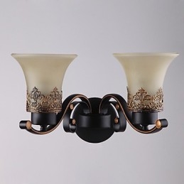 Dobbelthoved Amerikansk landskab vintage metal med glas væglampe til kantinen stuen Entry Foyer Dekorer væglampe