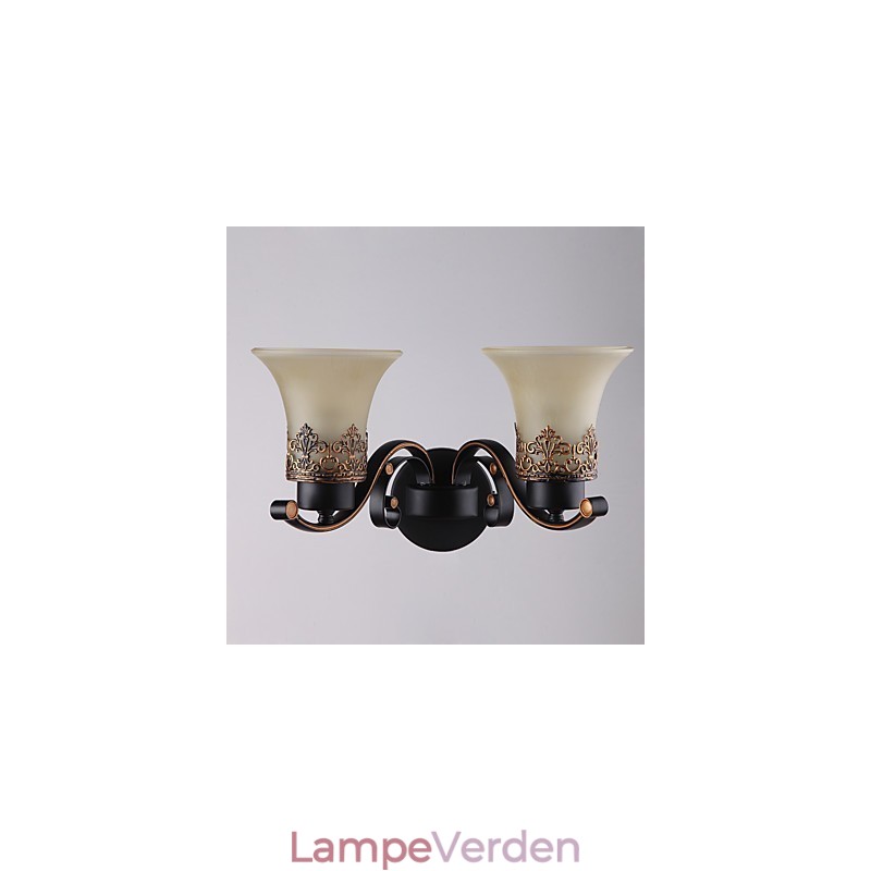 Dobbelthoved Amerikansk landskab vintage metal med glas væglampe til kantinen stuen Entry Foyer Dekorer væglampe