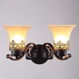Dobbelthoved Amerikansk landskab vintage metal med glas væglampe til kantinen stuen Entry Foyer Dekorer væglampe