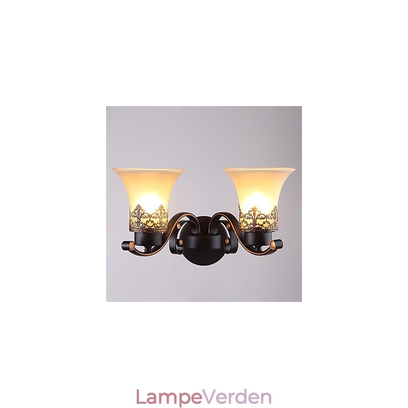 Dobbelthoved Amerikansk landskab vintage metal med glas væglampe til kantinen stuen Entry Foyer Dekorer væglampe